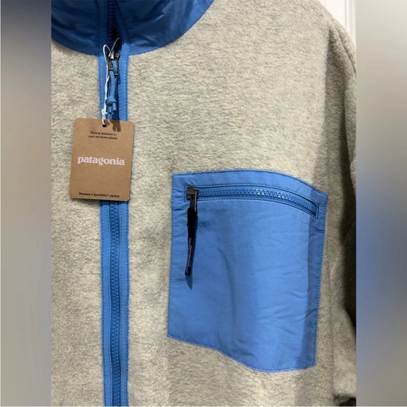 Patagonia Women's XL Synchilla Jacket Fleece Oatmeal Heather Blue Bird NWT - Picture 4 of 10